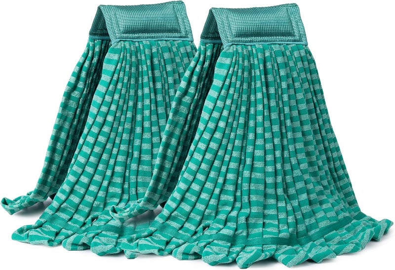 DRKLEAN 2 Pack Large Microfiber Tube Mop Heads,6 inch,Heavy Duty Mop Head,Highly Absorbent,Commercial Mop Head Replacement,Wet Mop Heads Replacement,for Hardwood, Tile, Laminate Floors,Green - Image 1